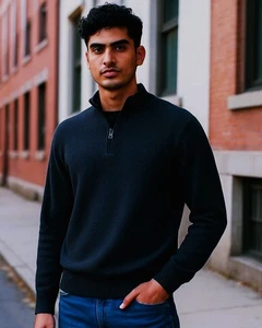 John Nordstrom Pullover Herren S blau 100% extrafeine Merinowolle 1/4 Zip Mockneck - Bild 1 von 13