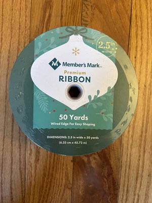 Member's Mark Premium Wired Edge Holiday Ribbon, 2.5" Wide, 50 Yards FA LA LA - Image 1 of 3