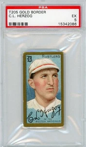 1911 T205 Gold Border C.L. Herzog PSA 5 EX Vintage Sweet Caporal Tobacco Card - Picture 1 of 2