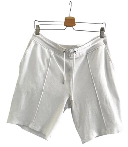 REISS Herren Norton weiß strukturiert Baumwolle Kordelzug Shorts Taschen L - Bild 1 von 13