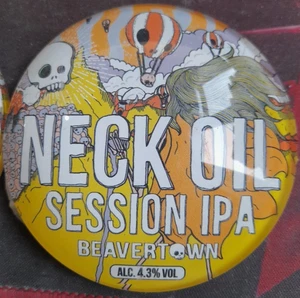 Beavertown Neck Oil Session IPA Plastic Round Pump Tbar Font Badge Fish Eye st - Picture 1 of 2