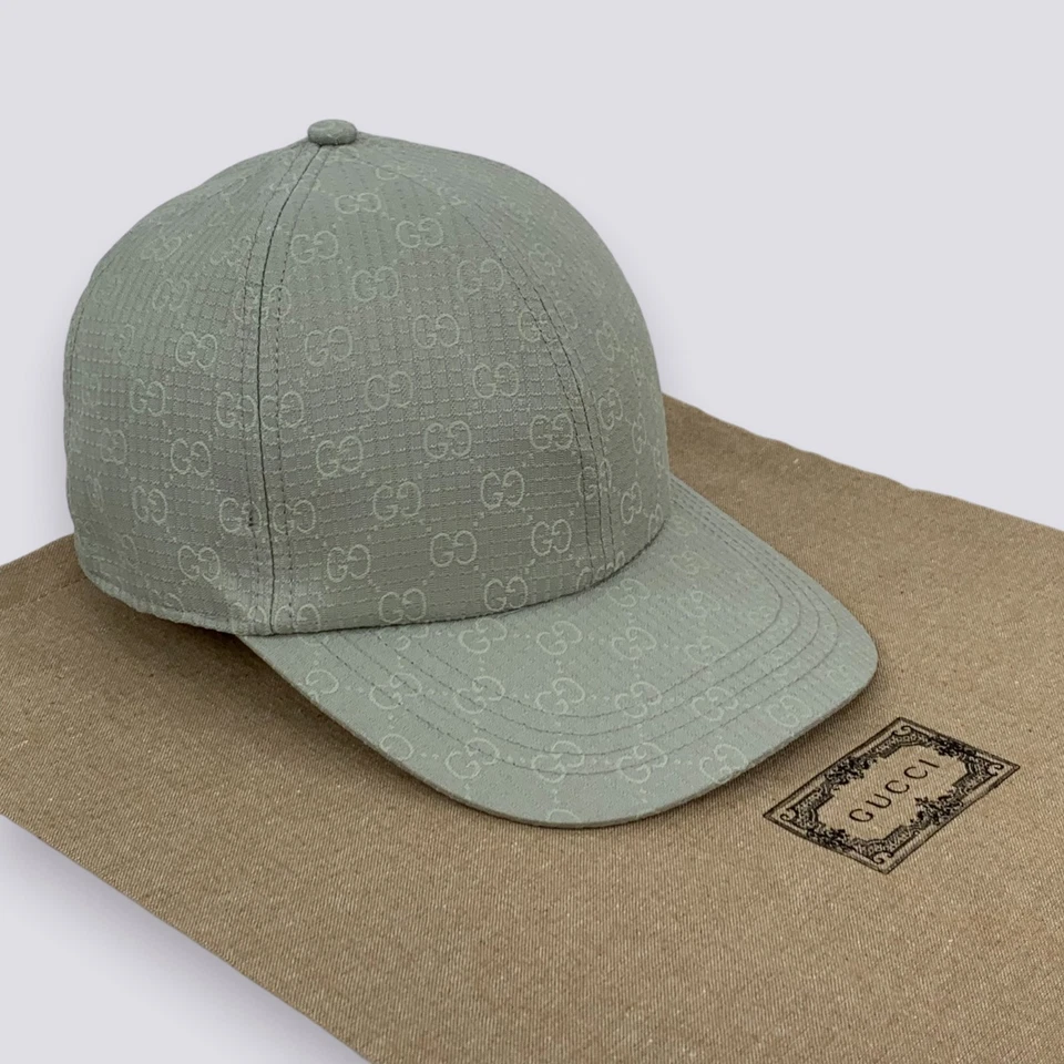 Gucci GG Monograma Ripstop Poliéster Reciclado Gorra de Béisbol Sombrero Niebla de Lluvia Talla M Foto 1 de 4
