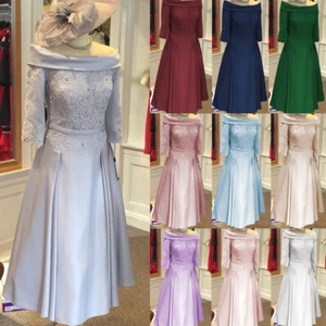 Elegant Mother Of the Bride Dresses Evening Formal Wedding Satin Mother Dresses - Picture 1 of 32
