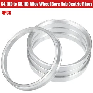 4pcs 64.1OD to 60.1ID Aluminum Alloy Wheel Bore Center Spacer Hub Centric Rings - Picture 1 of 12