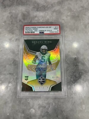 2020 Panini Phenoms Limited Denzel Mims Rookie Auto Mirror Gold 06/10 PSA 9 Jets - Image 1 of 2