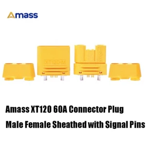 Amass XT120 60A Large Current Lipo Battery Connector Male Female Sheathed Plugs - Picture 1 of 22