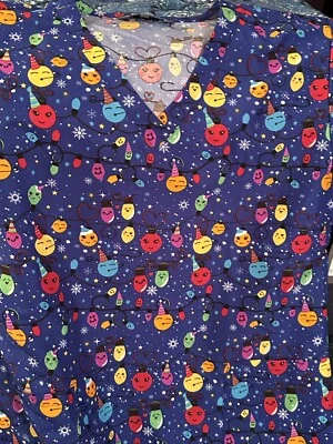 Serene Uniforms Women’s Christmas Light Ornament Scrub Scrubs Nurse Vet Tech NEW - Image 1 of 2