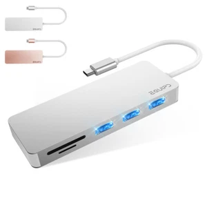 EQUIPD Aluminum USB C Hub Type-C Adapter 3 USB 3.0 & Card Reader for Macbook Pro - Picture 1 of 22