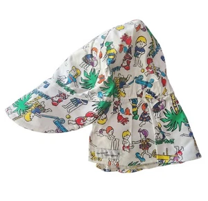 Original Flap Happy Toddler Baby Unisex Sun Hat Beach Size L 12-24m 1987 Vintage - Picture 1 of 28
