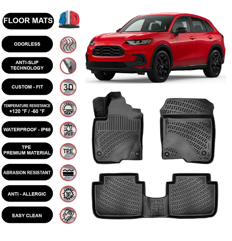 Alfombrillas forro para Honda HR-V (2023-2025) impermeables moldeadas 4D negras 4 un. Foto 1 de 4