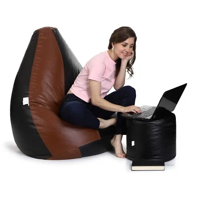 Sitzsack Stuhl Sofabezug mit Fußstützenbezug Kunstleder ohne Bohnen XXXL - Bild 1 von 4