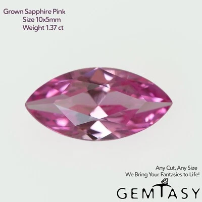 Cut stone - Sapphire Pink Czochralski (Pulled) lab grown, 10x5mm 1.37ct - Image 1 of 3