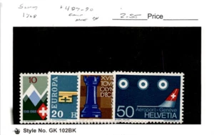 Switzerland, Postage Stamp, #487-490 Mint NH, 1968 Chess, Airplane (AB) - Picture 1 of 1