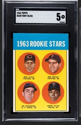 1963 Topps Rookie Stars Pedro Tony Oliva Ed Kranepool  #228 SGC 5 Twins Mets - Image 1 of 2