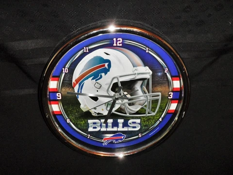 Buffalo Bills NFL Football Helmet Logo Clock 12" Chrome Wincraft - Awesome! Cover