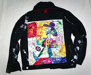 VTG COWBOY ELECTRIC FUNK JACKET DISTRESSED DENIM GLAM ROCK ROCKER STAGE GEAR - Picture 1 of 15