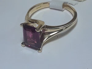 Nachlass 2,25ct Smaragdschliff AAA Rhodolith Granat 14Kt YG Stuller Drehring #19668 - Bild 1 von 7