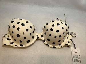 Women's Lightly Lined Ruffle Trim Bikini Top - Shade & Shore™ Polka Dot Sz: 34B - Picture 1 of 3