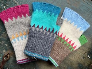 BNWT Eribe Alloa Fingerless Gloves 100% Merino Made in Scotland 3 colour choices
