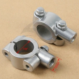 7/8" 22mm Universal Handlebar Motorcycle Bike Mirror Mount Bracket Clamp Silver - Picture 1 of 3