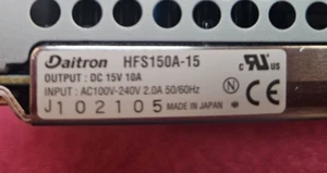 DAITRON HFS150A-15 Ultra Low Noise AC/DC Switching Power Supply 15V 10A output - Picture 1 of 3