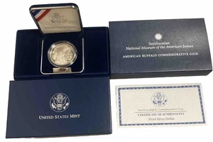 2001-P Buffalo $1 Commemorative Coin Proof Silver Dollar, OGP & COA - Picture 1 of 3