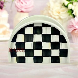 MacKenzie Childs Enamel Courtly Check Napkin Holder New No Box - Picture 1 of 6