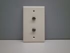 Premier Double TV Coax Coaxial Cable Wall Plate with F-Connectors - Light Almond