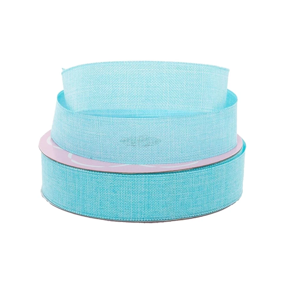 Aquamarine Ribbon | Light Aqua Faux Linen Ribbon - 5/8in. x 25 Yds (pm59600571) - Image 1 of 1