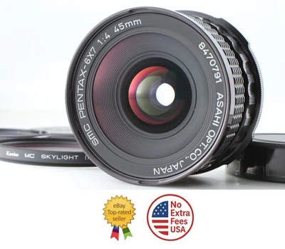 [MINT w/2 Filters & Caps] SMC Pentax 6x7 45mm f4 Lens For 6x7 67 67II From JAPAN - Image 1 of 4