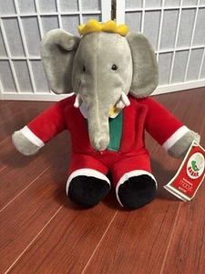 Vintage Gund Babar the Elephant Plush 1988 Macys 14" Holiday Stuffed Animal  Tag - Picture 1 of 8