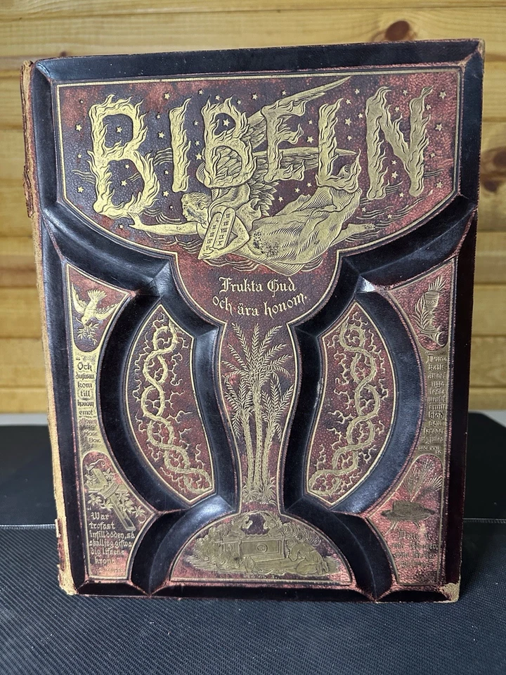 Antique Bible-Bibeln 1889 A.J. Holman & Co. Swedish Bible Illustrated - Image 1 of 4