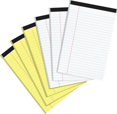 6-Pack Small Legal Pads 5x8, Yellow & White, Narrow Ruled, 30 Sheets for Study, - Image 1 of 4
