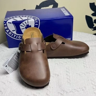NUEVO Birkenstock Boston Gamuza Lisa Cuero Engrasado Estrecho Unisex Talla 35-46 Foto 1 de 4