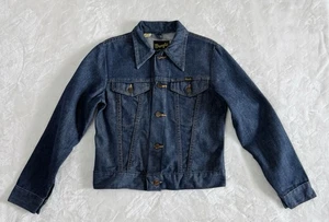 Vintage 70s Wrangler Size Kids Youth 14 Unisex Blue Denim Jacket Made in USA - Picture 1 of 8