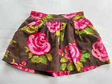 Cherokee Girls Skirt With Pockets S 6/6X Big Pink Flowers Dk Brown Background 