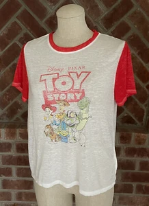 Disney Store Toy Story T Shirt S White With Red Sleeves Chinese Label - Picture 1 of 9