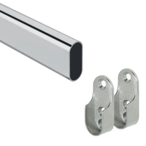 864mm Oval Wardrobe Rail & Supports for 900mm Wardrobes, 30x15x0.7mm - Picture 1 of 2