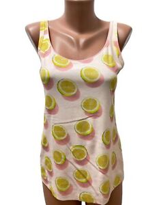 Women's Top MARC CAIN Pink Yellow Size DE 38 S Tank Top Blouse Fruit Top