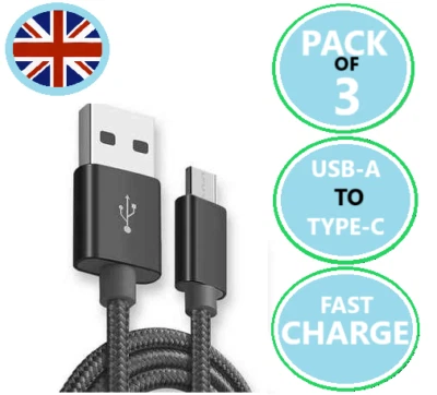 3A  USB A to Type C Fast Charger Cable For SAMSUNG ANDROID HUWAWEI NOKIA - Image 1 of 4