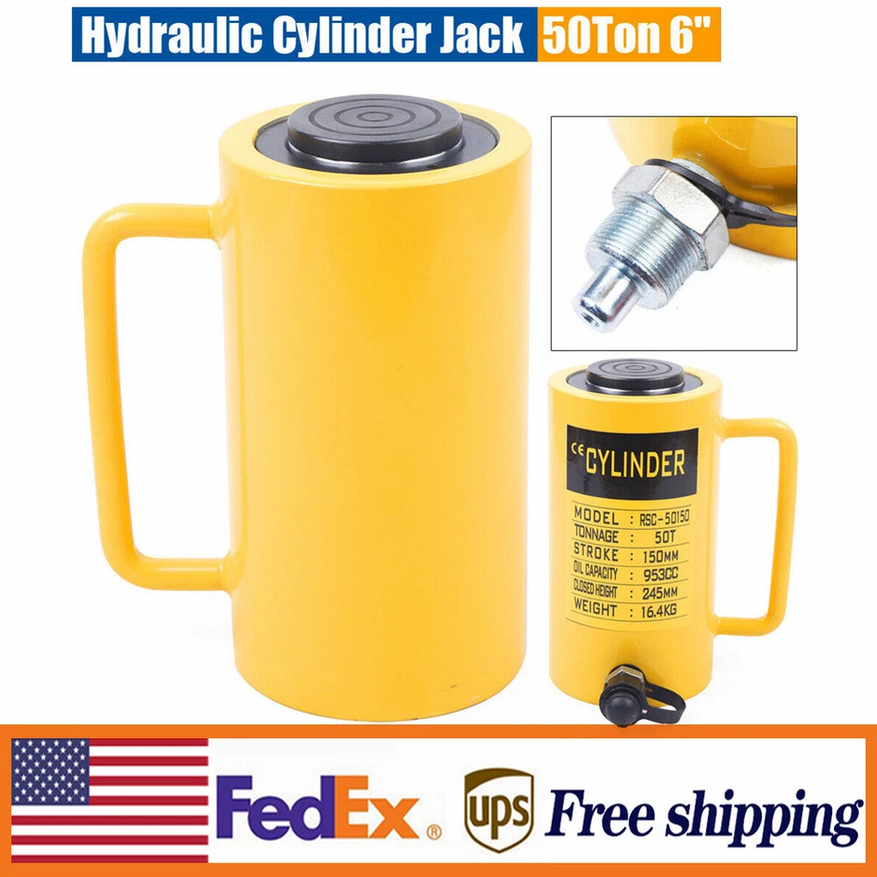 Gato de cilindro hidráulico de 50 toneladas RSC-50150 de acción simple Ram sólido carrera de 6"/150 mm Foto 1 de 4