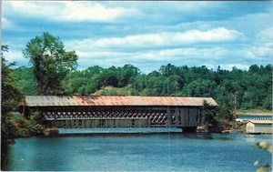 Lattice Type Covered Bridge Ompompanoosuc River Vermont Postcard Unposted - Picture 1 of 2