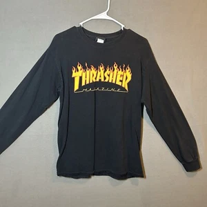 Thrasher L/S T-Shirt Skateboard Adult M Black Grunge - Picture 1 of 11