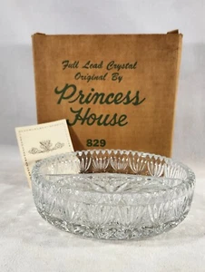 Princess House 24% Lead Crystal Divided Relish Candy Dish Royal Highlights VTG - Picture 1 of 8