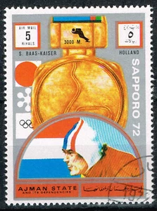 Ajman Sport Sapporo Winter Olympics Chempion Baas-Kaiser Holland stamp 1972 A-4 - Picture 1 of 1