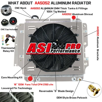 4-Core Radiator Shroud Fan Relay For Jeep Wrangler YJ/TJ/LJ 2.4L 2.5L 4.2L 87-06 - Image 1 of 4