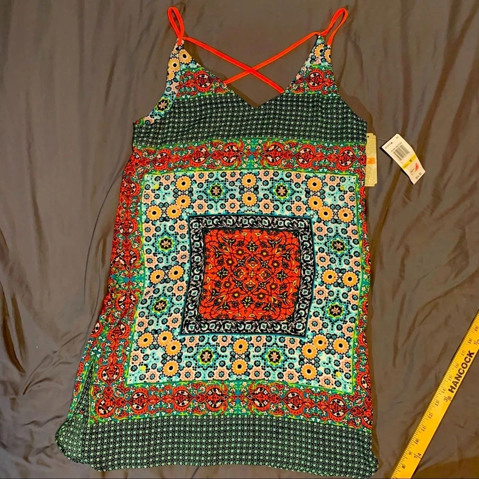 Vestido de sol GB Giani Binni para mujer verde y naranja neón "Paisley" talla M nuevo con etiquetas Foto 1 de 4