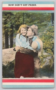 Postcard Now Don't Get Fresh Bamforth Soldier & Sailor Lovers Series 560 - Picture 1 of 3
