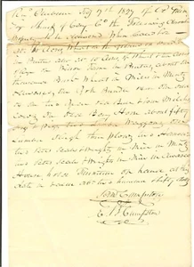 Documento Antiguo 1829 Recibo de propiedad Samuel E.B. Cumpston Leary Nueva York - Imagen 1 de 2