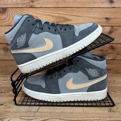Nike Trainers Womens UK 3.5 Air Jordan 1 Mid Grey Onyx Suede Basketball Shoes - Image 1 of 4